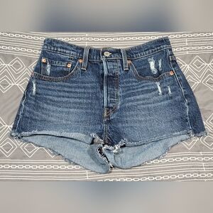 Levis Women 501 High Waisted Raw Hem Shorts Size 27